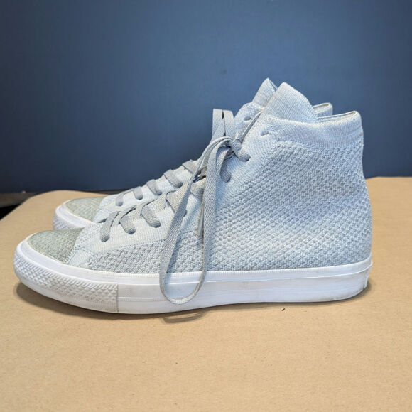 Converse Chuck Taylor FlyKnit Hi Top Sneakers Wolf Gray Knit Shoes Grey Mens 9 - Picture 4 of 5